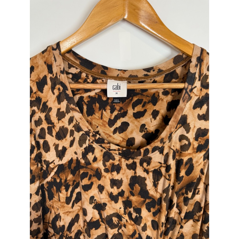 Cabi Selma Leopard Print V-Neck Long Sleeve Midi Dress Size M Fall Autumn Chic - Picture 6 of 13